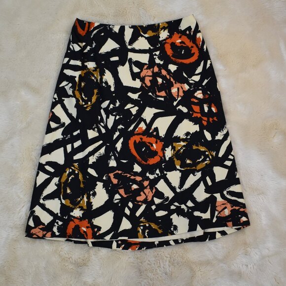 J.Crew Silk Wool A-Line Midi Skirt Abstract Floral Print Size 0 - Picture 2 of 8